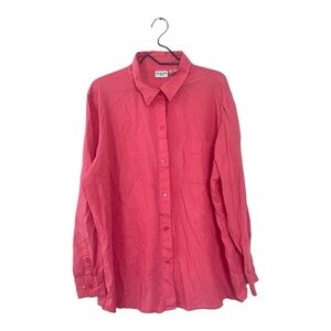 Liz Baker Pink Linen Button Down Shirt Roll Tab Sleeves Women’s Plus Size 2X